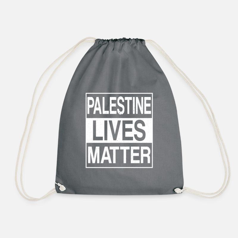 Palestine Lives Matter distressed. PLM Civil Right - Drawstring Bag - grey