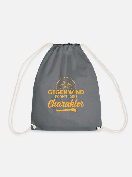 Gegenwind formt den charakter Geschenk Fahrrad - Turnbeutel - Grau