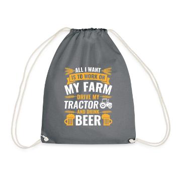 My farm tractor beer Landwirt Geschenk - Turnbeutel - Grau - Vorne