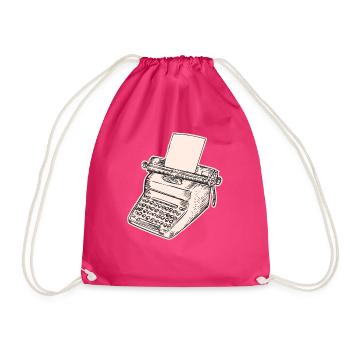 dactylo vintage, machine à écrire - Sac de sport léger - fuchsia - Devant