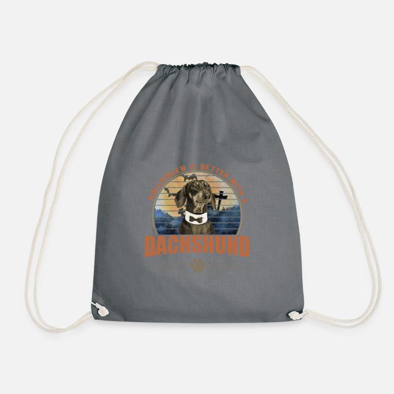 Halloween ist better with a Dachshund Dackel - Turnbeutel - Grau