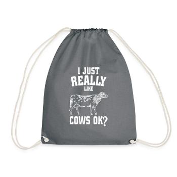 Kuh Kühe Bauernhof Landwirtschaft Geschenk - Turnbeutel - Grau - Vorne
