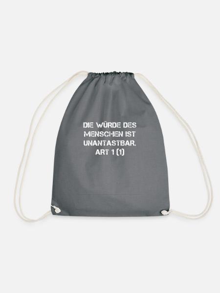 Die Würde des Menschen ist unantastbar Grundgesetz - Turnbeutel - Grau
