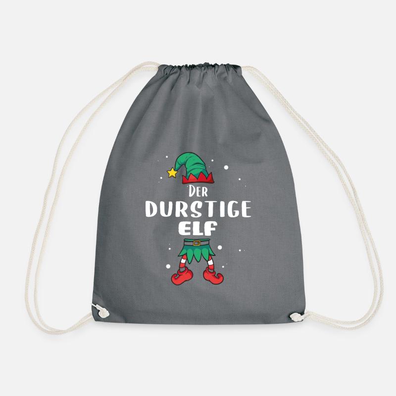 Christmas Elf durstige Elf x-mas Geschenk - Turnbeutel - Grau