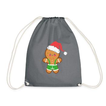 Lebkuchenmann Weihnachten Lebkuchen - Turnbeutel - Grau - Vorne