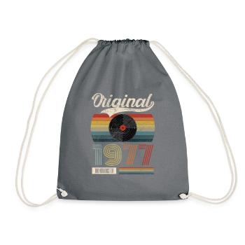 1977 Vintage Birthday Gift Tea Retro Style - Drawstring Bag - grey - Front