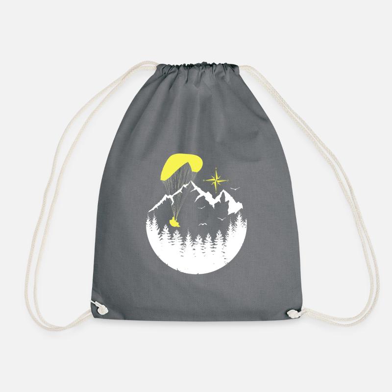 Paraglider Gleitschirm über Berge - Turnbeutel - Grau