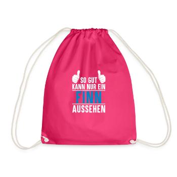 Finn Name Geschenkidee Finn Geschenk Vorname - Turnbeutel - Fuchsia - Vorne
