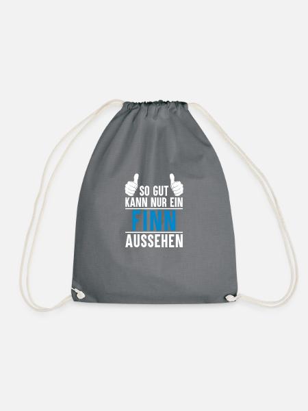 Finn Name Geschenkidee Finn Geschenk Vorname - Turnbeutel - Grau