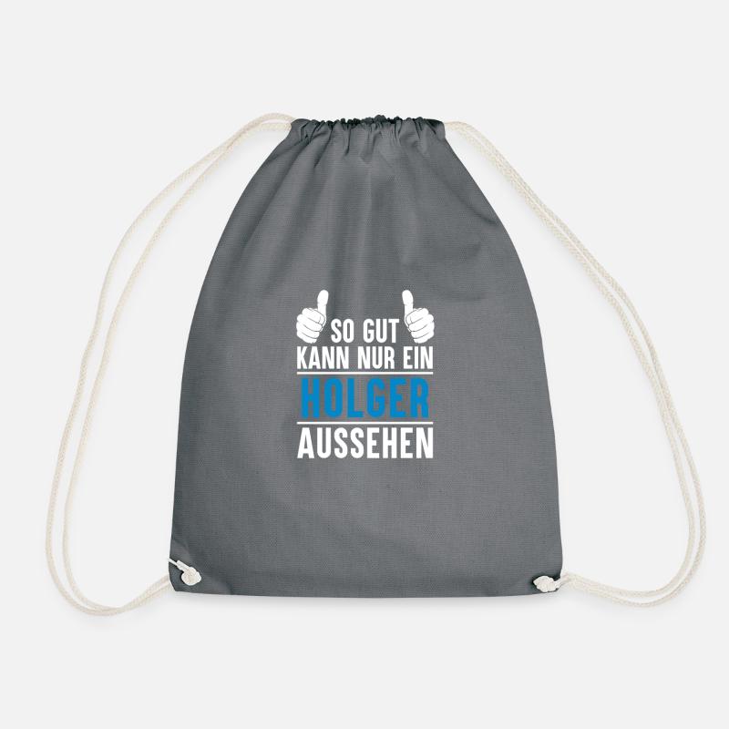 Holger Name Geschenkidee Holger Geschenk Vorname - Turnbeutel - Grau