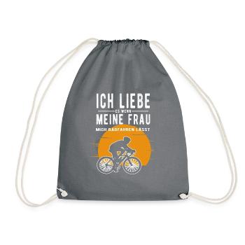 Ich liebe meine Frau wenn sie mich radfahren lässt - Turnbeutel - Grau - Vorne