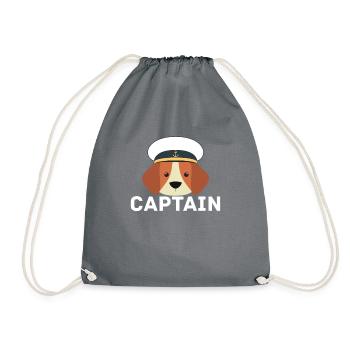 Captain My Boat My Rules Dog - Drawstring Bag - grey - Front