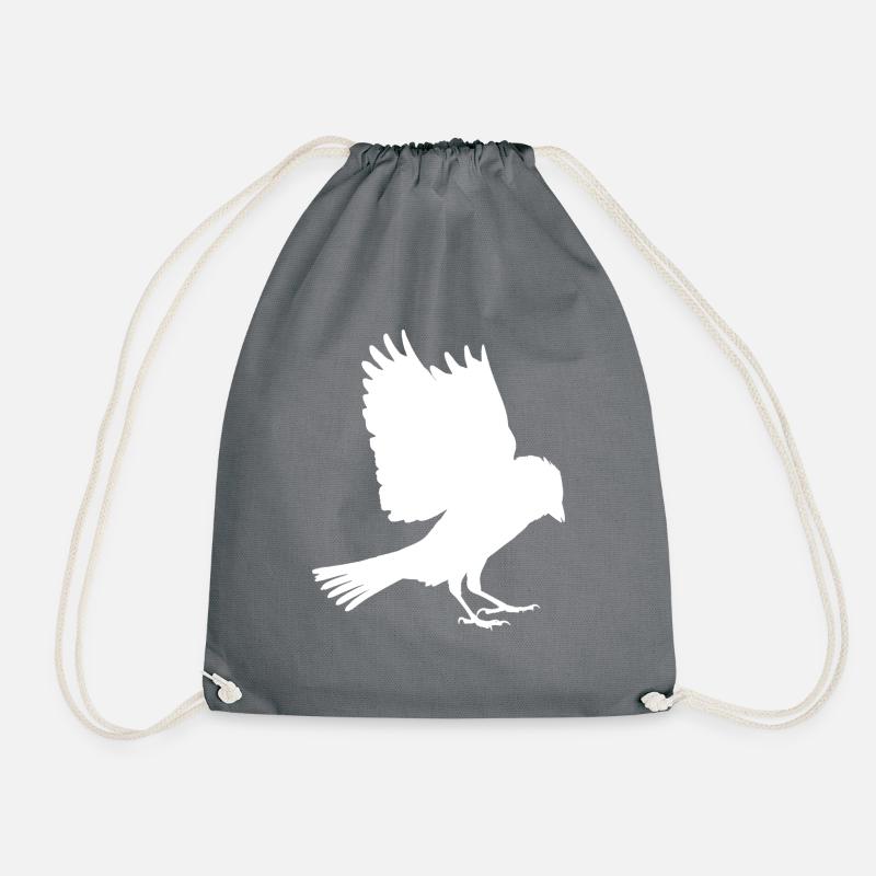 white sparrow - Drawstring Bag - grey
