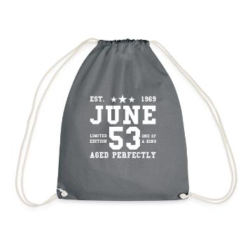 53ème anniversaire Juin né 1969 Idée cadeau - Sac de sport léger - gris - Devant