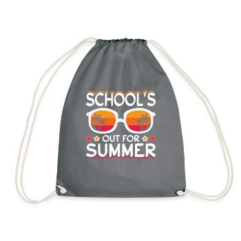 School Finished Summer Holidays Saying - Drawstring Bag - grey - Front
