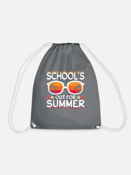 Schule Fertig Sommerferien Spruch - Turnbeutel - Grau