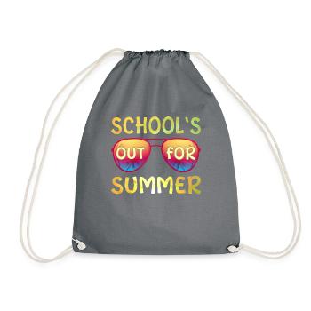School Finished Summer Holidays Saying - Drawstring Bag - grey - Front