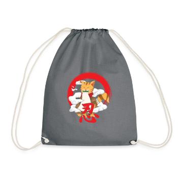 Japanische Samurai-katze Für Alle Katzenliebhaber - Turnbeutel - Grau - Vorne