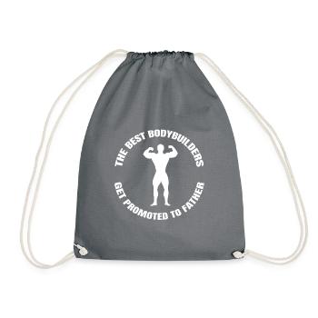 Fitness Dad Bodybuilder Father Muscle Strength Training - Drawstring Bag - grey - Front