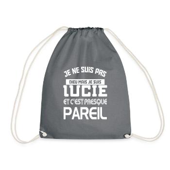 Cadeau femme Je suis pas dieu mais Lucie - Sac de sport léger - gris - Devant