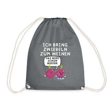 Zwiebel Spruch ich bring Zwiebeln zum weinen - Turnbeutel - Grau - Vorne