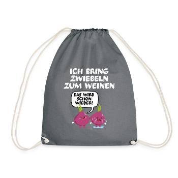 Zwiebel Spruch ich bring Zwiebeln zum weinen - Turnbeutel - Grau - Vorne