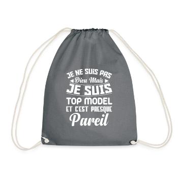 Cadeau femme Je suis pas dieu mais Top model - Sac de sport léger - gris - Devant