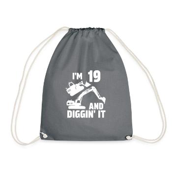 Ich bin 19 und Diggin' It - Turnbeutel - Grau - Vorne