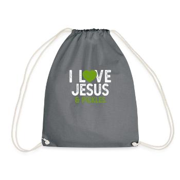 J’aime Jésus Cornichons Drôle Cornichon Amant Citation Jeu de mots - Sac de sport léger - gris - Devant