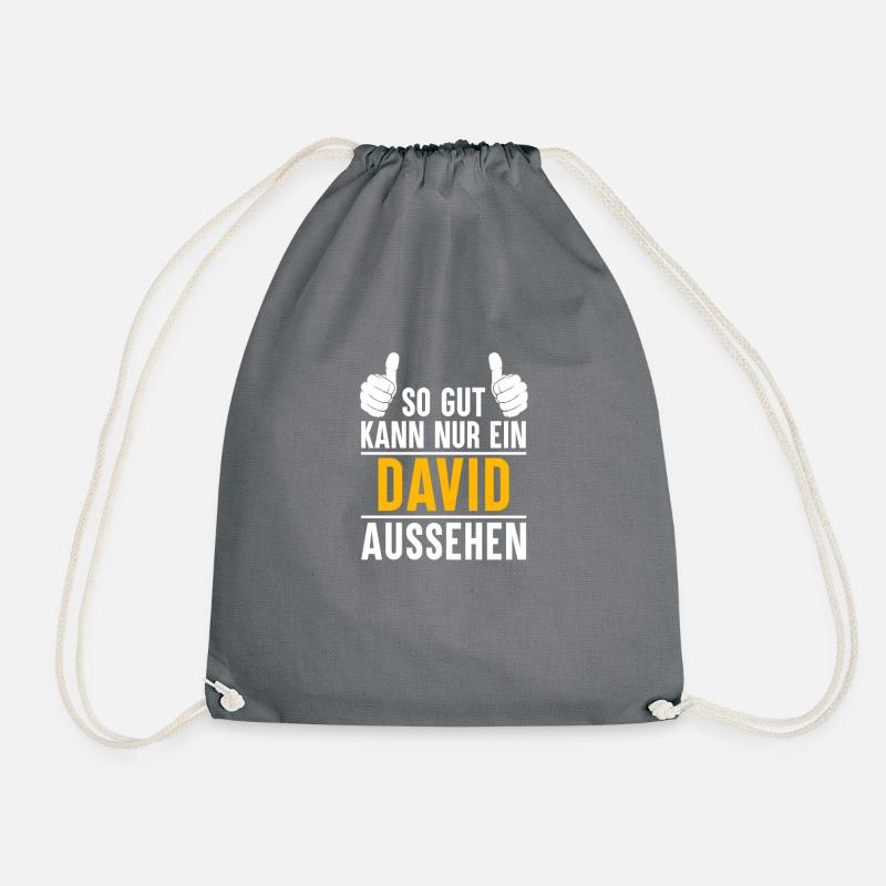 David Vorname Name Geschenk - Turnbeutel - Grau