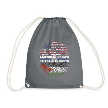 Palestinian Roots American Grown Palestine - Drawstring Bag - grey - Front