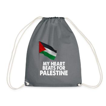 My heart Beats For Palestine - Drawstring Bag - grey - Front