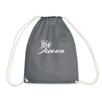 Awesome camping queen crown - Drawstring Bag - grey - Front