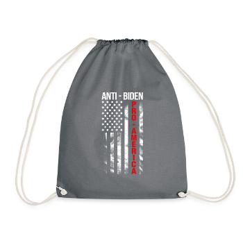 Anti Biden Pro America Flag - Drawstring Bag - grey - Front