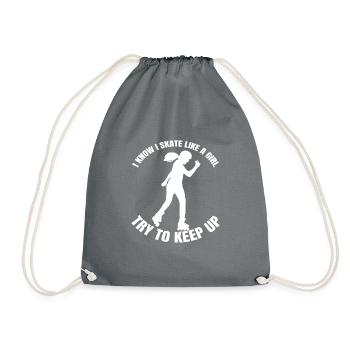 Roller skate inline skate girls inliner skater - Drawstring Bag - grey - Front