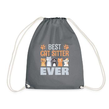 Best cat sitter ever for everyone - Drawstring Bag - grey - Front