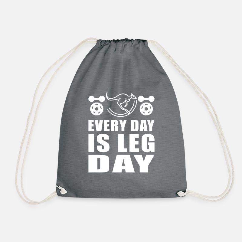 Känguru every Day is a Leg Day Kangaroo - Drawstring Bag - grey