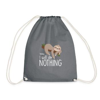 Today i will do nothing Sloth - Drawstring Bag - grey - Front