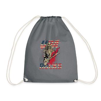Uas rocks 80s Music Skull with Guitar Rock & Roll - Drawstring Bag - grey - Front
