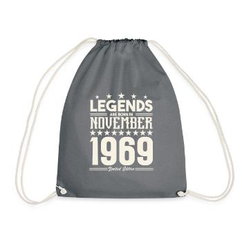 Legenden werden im November 1969 geboren.Geschenkjubiläum - Turnbeutel - Grau - Vorne