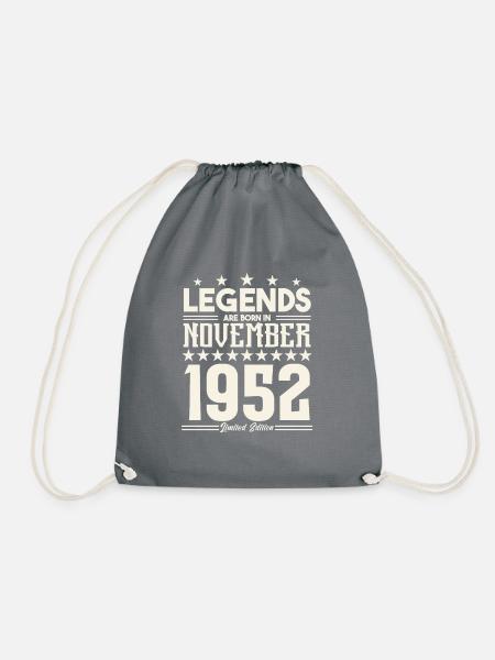 Legenden werden im November 1952 geboren.Geschenkjubiläum - Turnbeutel - Grau
