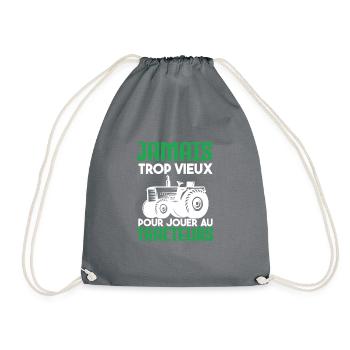jamais trop vieux pour jouer au tracteur. cadeau - Sac de sport léger - gris - Devant
