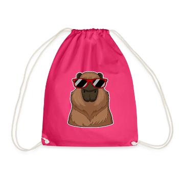 Capybara trägt rote Brille Lustiges Meerschweinchen-Wortspiel - Turnbeutel - Fuchsia - Vorne