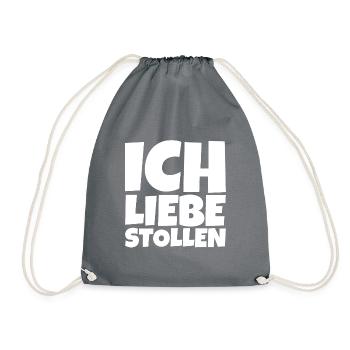 Stollen Weihnachten Essen - Turnbeutel - Grau - Vorne