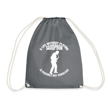 Saxophone Saxophone Music Saxophonist Instrument - Drawstring Bag - grey - Front