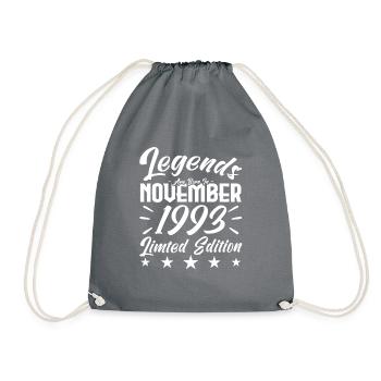 Legends are born in NOVEMBER 1993 anniversary gift - Drawstring Bag - grey - Front