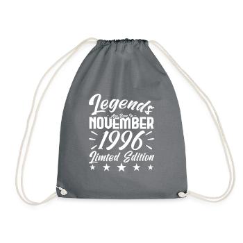 Legenden werden im November 1996 Jubiläumsgeschenk geboren - Turnbeutel - Grau - Vorne