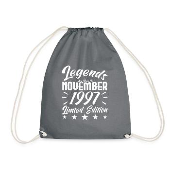 Legenden werden im November 1997 Jubiläumsgeschenk geboren - Turnbeutel - Grau - Vorne