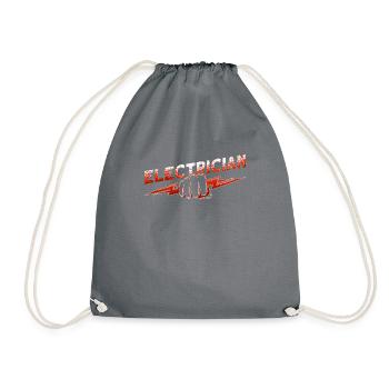 Funny Electric Worker Skull - Drawstring Bag - grey - Front