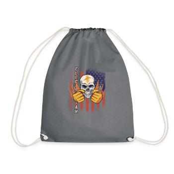 Funny Electric Worker Skull - Drawstring Bag - grey - Front